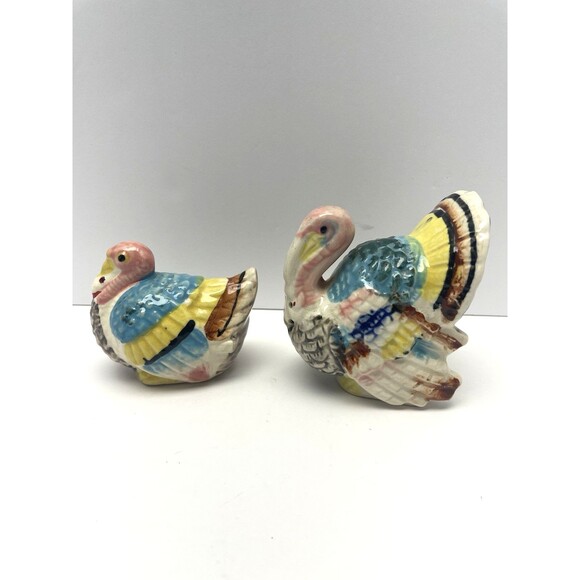 Turkey Salt & Pepper Shakers VTG Traditional Thanksgiving Tom and Hen - Picture 2 of 8